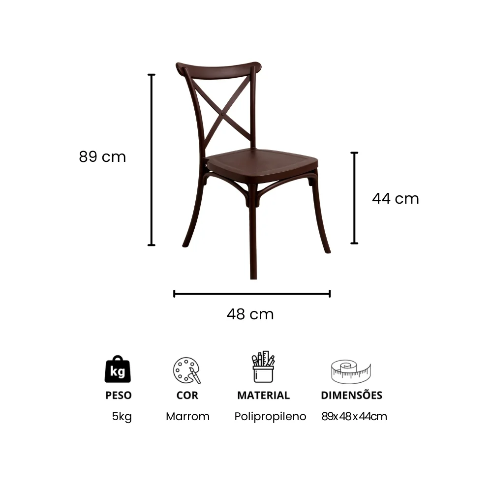 Imagem técnica com dimensões da cadeira